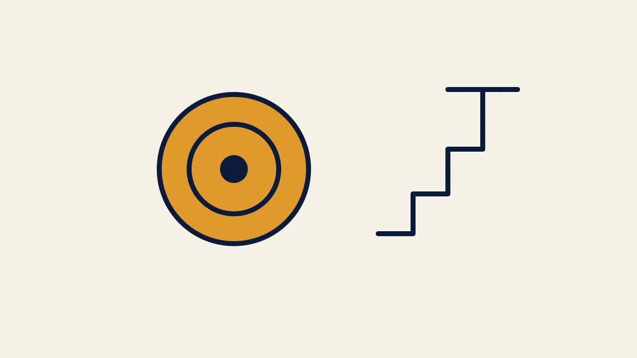 Illustration of a target beside a rising chart