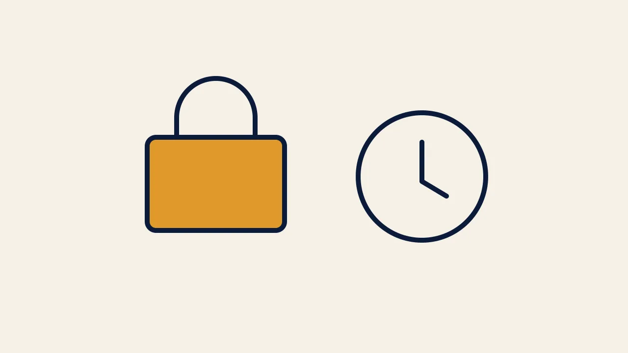 Illustration of a briefcase beside a clock