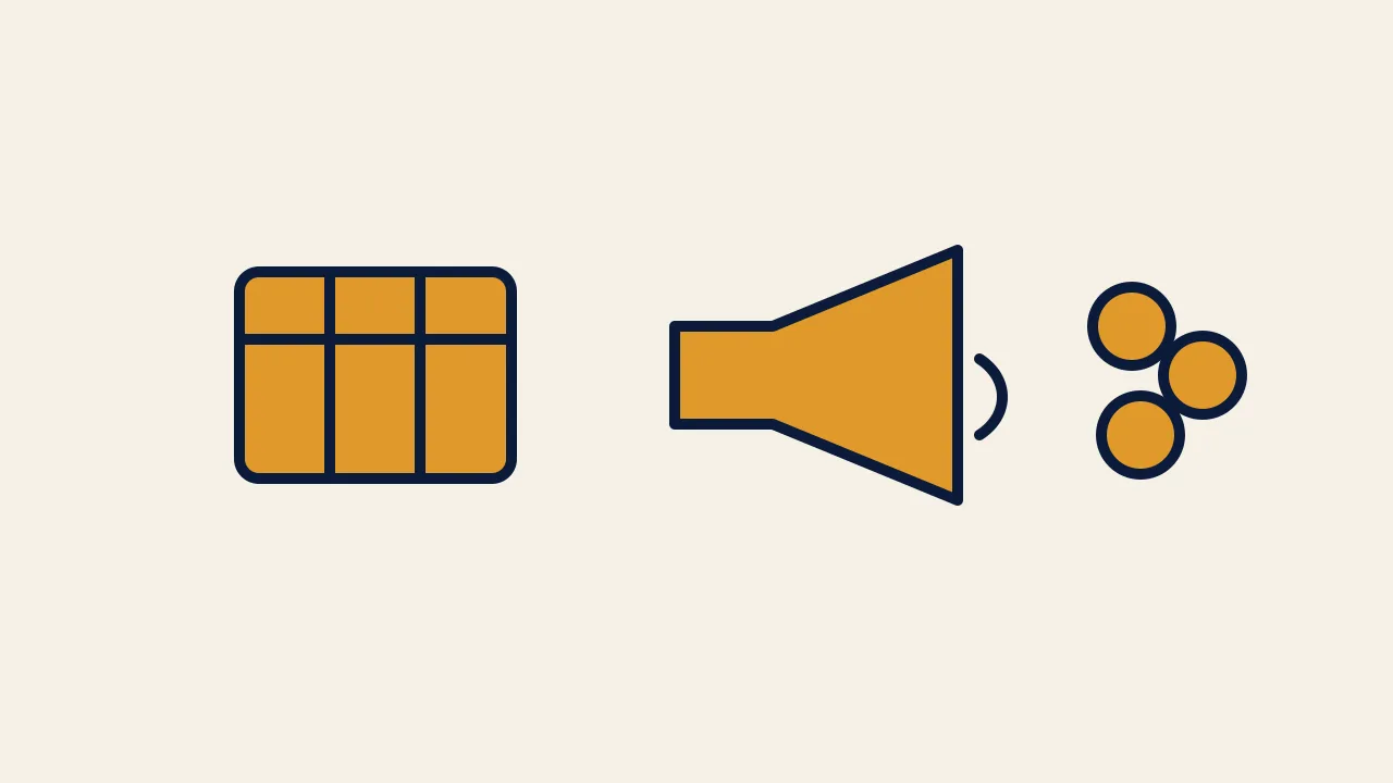 Illustration of a product carton, a megaphone, and coins