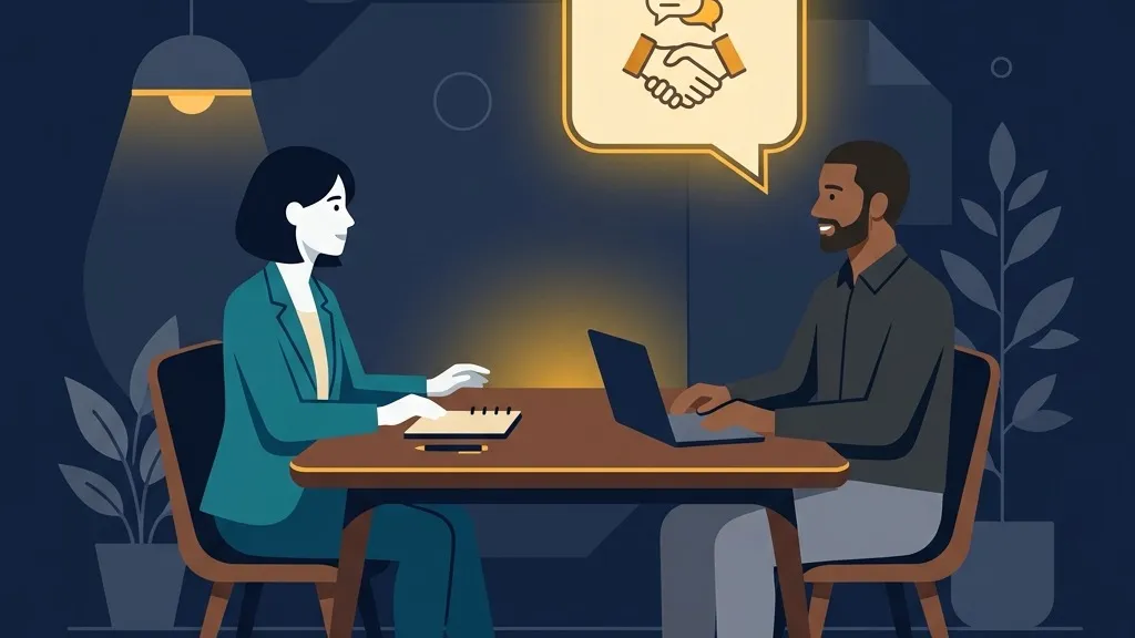 Two figures practicing a negotiation at a table